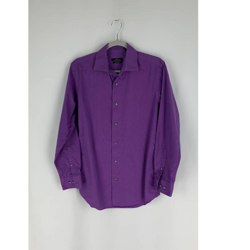 Marc Anthony Slim Fit Button Up Shirt Mens 15 32/33 Purple Long Sleeve